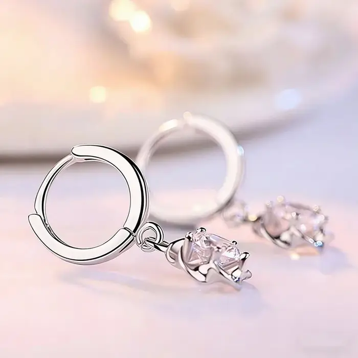 Boucles d'oreilles en argent 925 Zircon pour femmes
