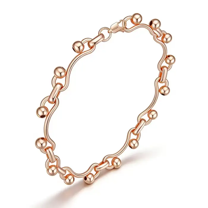 Kinel – Bracelet brillant à la mode pour femmes, or Rose 585, accessoires quotidiens simples, bijoux