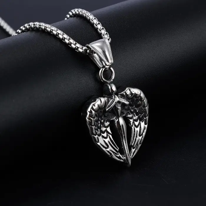 Collier pendentif vintage ailes d'archange