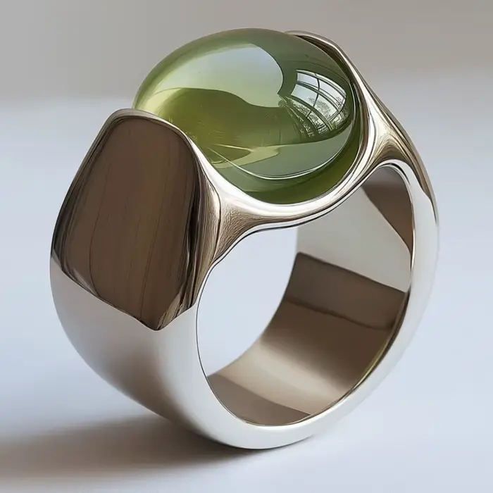 Bague de cocktail en laiton avec pierre verte incrustée pour femmes, style vendange, pour usage quotidien et occasions festives