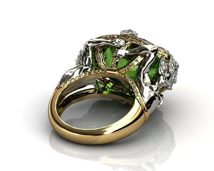 Bague en or jaune véritable 14K avec pierres précieuses émeraude naturelles pour femmes