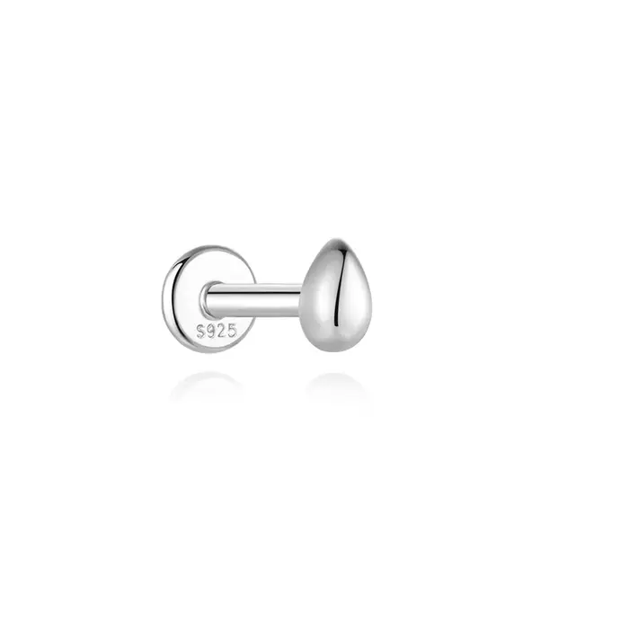 AIDE Labret en argent sterling 925 à double diamant fileté à l'intérieur • Boucle d'oreille à dos pl