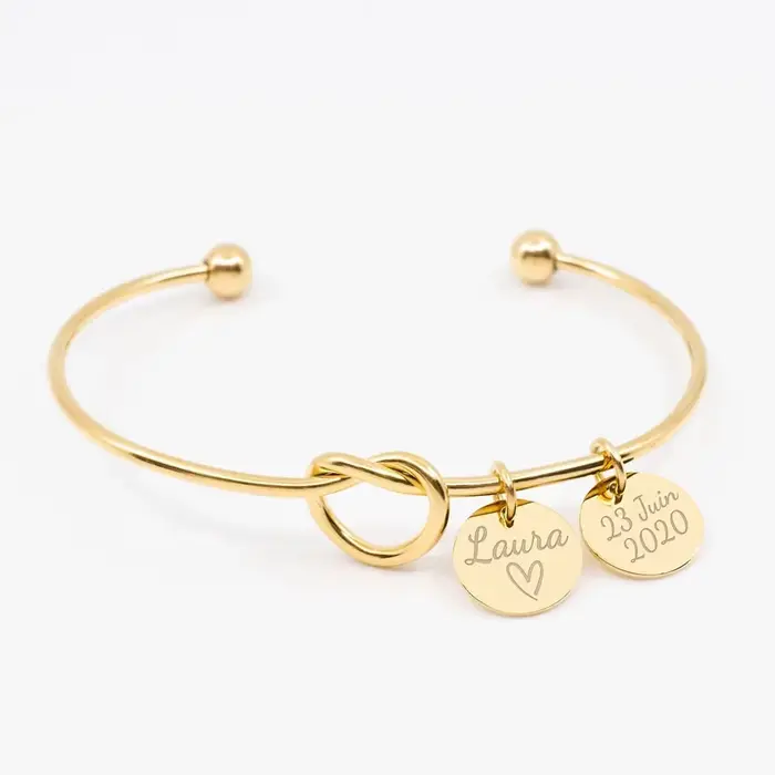 Bracelet manchette pendentif lettre nom personnalisé réglable en acier inoxydable bracelets personnalisés femmes bijoux cadeau 1-3 noms
