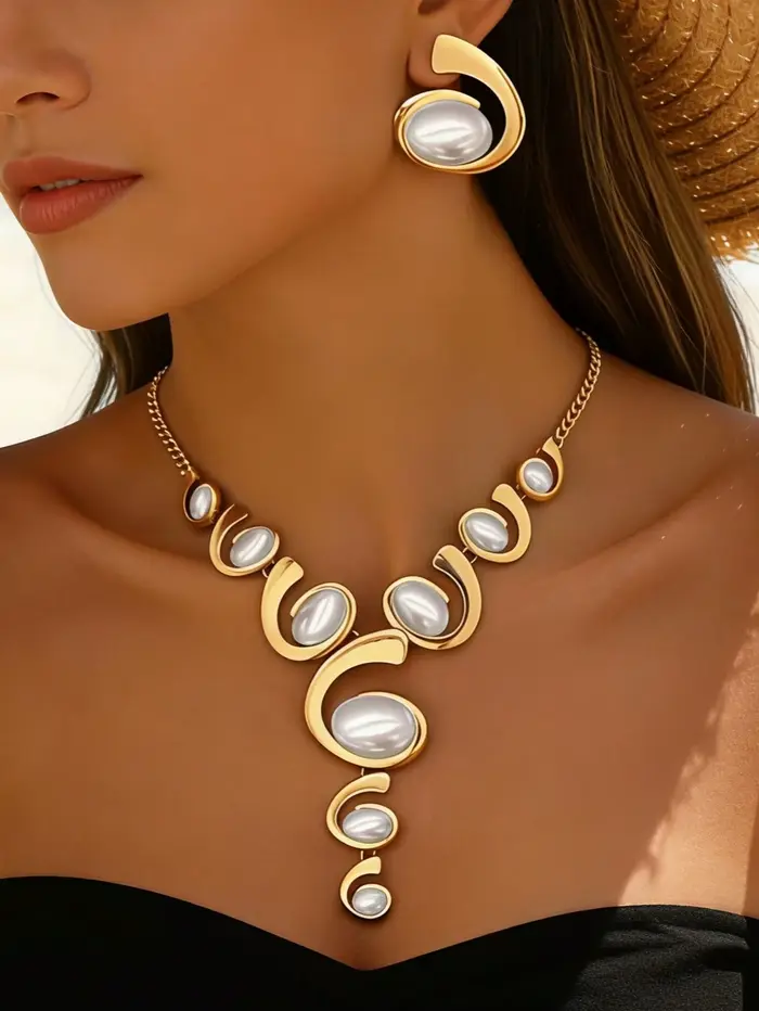 Ensemble collier et boucles d'oreilles de luxe en perles