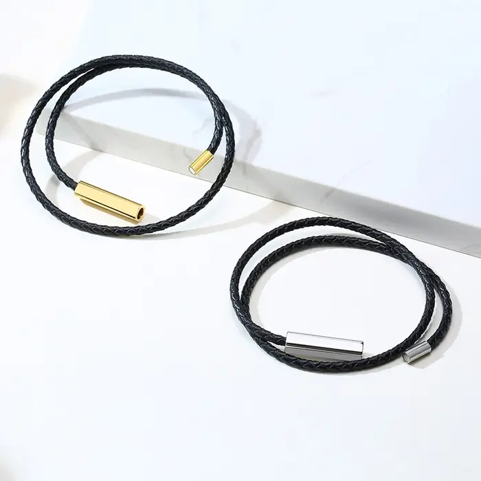 Bracelet tressé en cuir personnalisé pour hommes et femmes