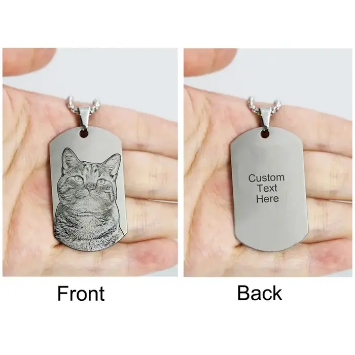 Collier Photo personnalisé avec Photo gravée au Laser, pendentif avec texte, bijoux en acier inoxyda