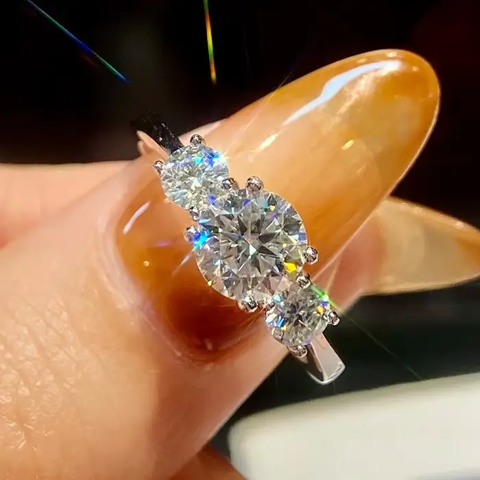 GRA – bague ronde en diamant Moissanite véritable pour femmes, 1,6 ct, en argent Sterling 925, pour fête d'anniversaire, bijoux de luxe de haute qualité