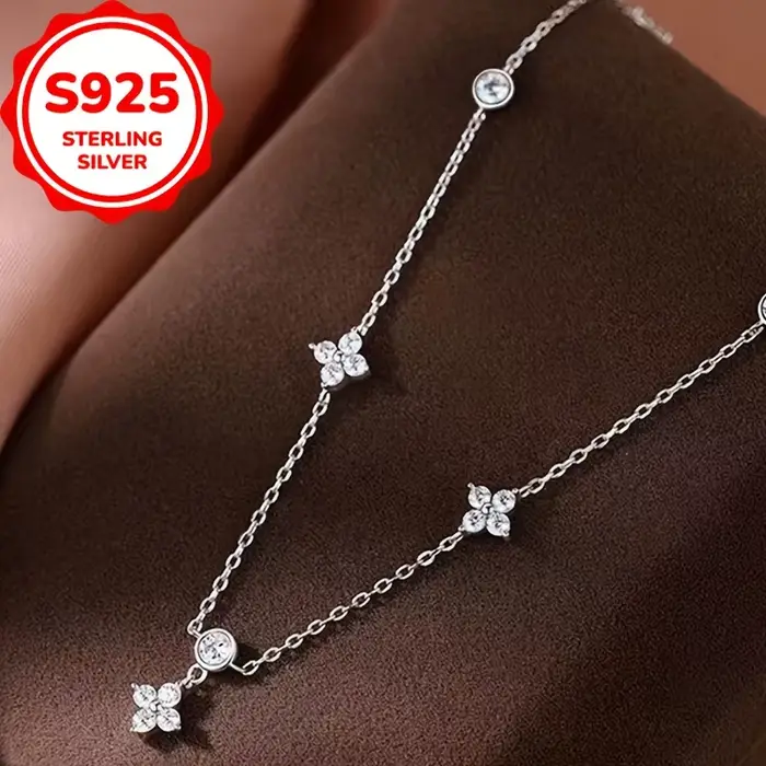 Collier trèfle à quatre feuilles porte-bonheur en argent S925, élégant et tendance, parfait pour les