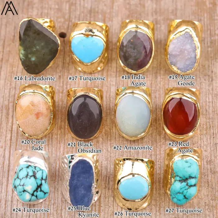 Bagues ouvertes en pierre turquoise pour femmes