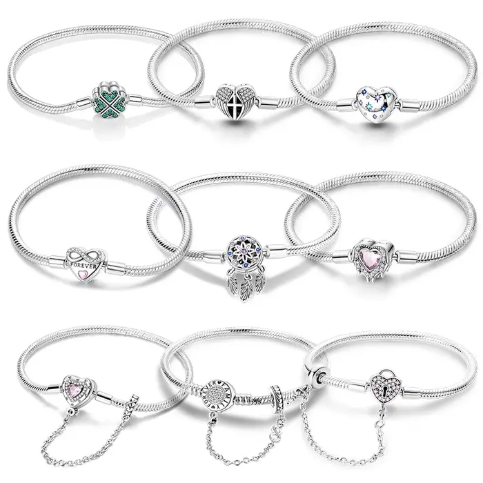 Bracelets Pandach 925 couleur argent classique amour pour toujours papillon étoile