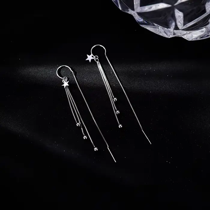 Boucles d'oreilles longues pampilles en argent Sterling 925 pour femmes romantiques et élégantes occasions spéciales
