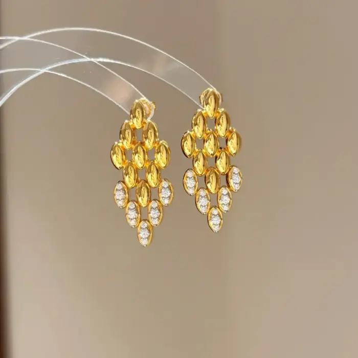 Boucles d'oreilles en diamant incrusté de style exagéré de luxe rétro pour femmes, boucles d'oreille