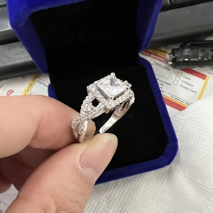 Bague de promesse simple en zircon AAAAA, alliances pour femmes, bijoux de fiançailles et de mariage