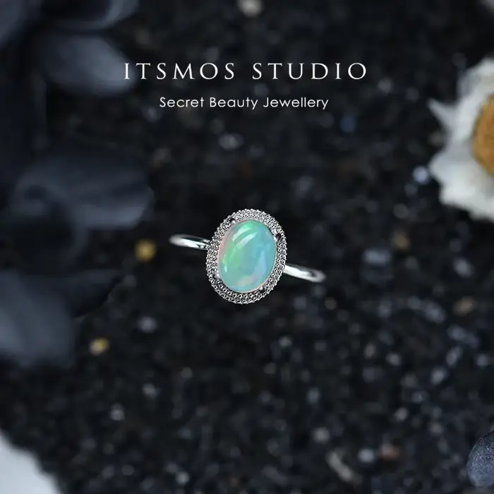 ITSMOS – bagues en opale naturelle, Halo ovale, bague Antique Vintage, bandes Vintage, bijoux quotid