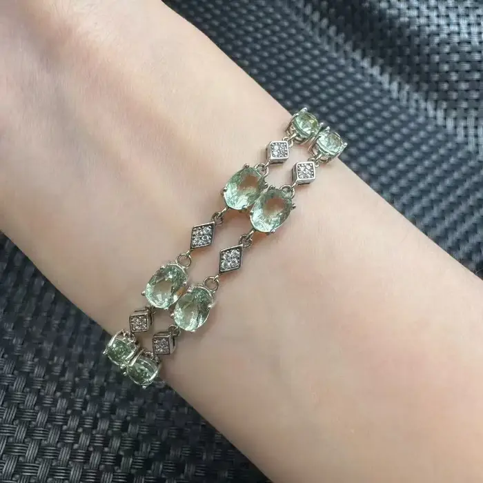 Unité un Bracelet 925 argent avec coût personnalisé cristal de Fluorite naturel guérison