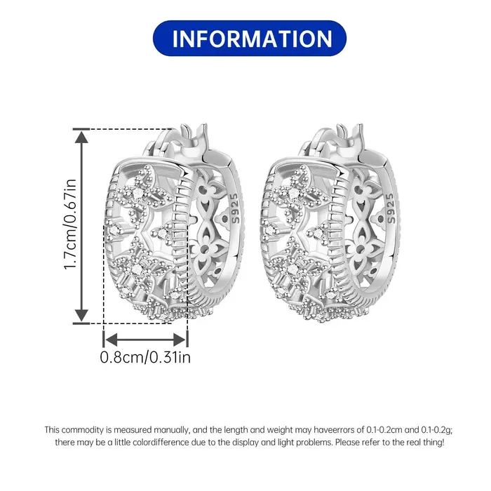 Orstarry 925 en argent Sterling Vintage boucles d'oreilles en Zircon scintillant