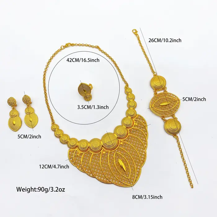 Nouvel ensemble de colliers indiens couleur or 24 carats