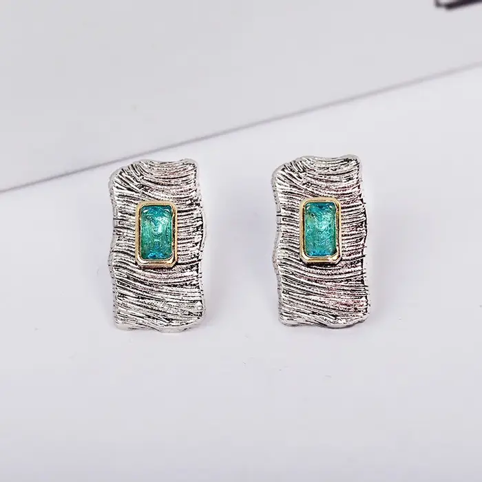 Boucles d'Oreilles Rétro en Argent Naturel pour Femme