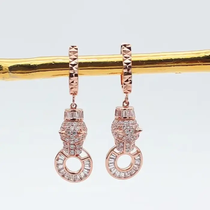 Boucles d'oreilles léopard absorbe ouissantes en or violet pour femmes, plaqué or rose 14 carats, bo