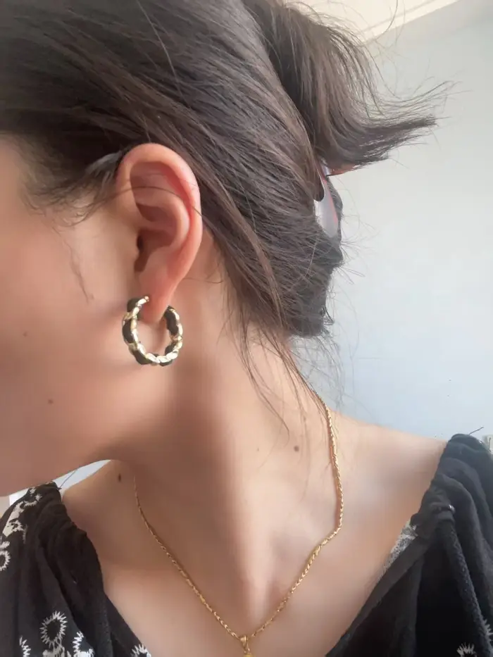 Boucles d'oreilles en cuir d'agneau noir Style CC