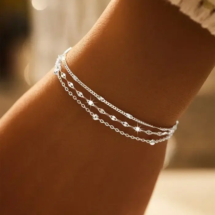 Bracelets chaîne en argent Sterling 925 scintillant pour femmes
