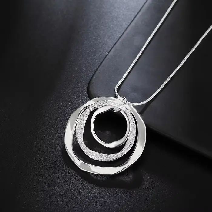 Collier en argent Sterling 925 pour femmes, bijoux de luxe pour mariage, style bohème, pendentifs à trois cercles, chaîne