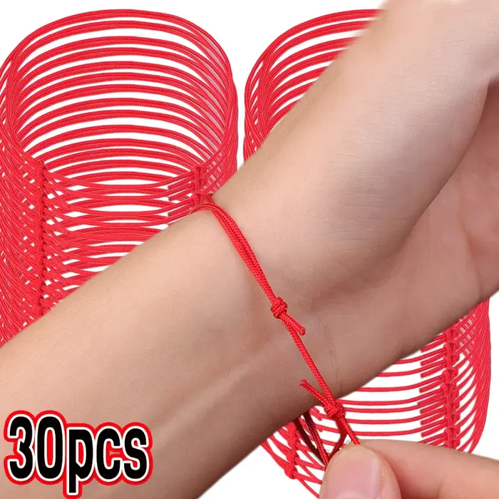 Bracelet Tressé Rouge Fin Pour Couple Bijou Main Faits à la Main Intemporel Protection Succès Occasions Spéciales