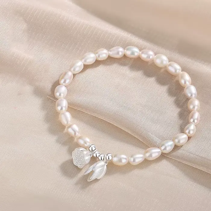 Bracelet de perles naturelles avec motif plante lotus élégant pour femmes occasions spéciales style classique vintage punk ethnic bohême
