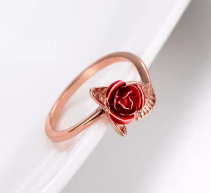 RetroGem – bagues en Bronze Antique pour femmes, bijoux de Style gothique, fleur de Rose rouge régla