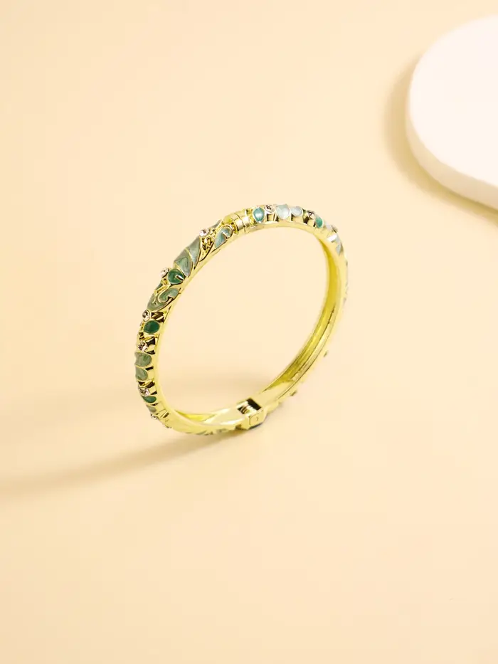 Bracelet cloisonné style royal, émail peint, série florale, bijoux ouverts en cristal
