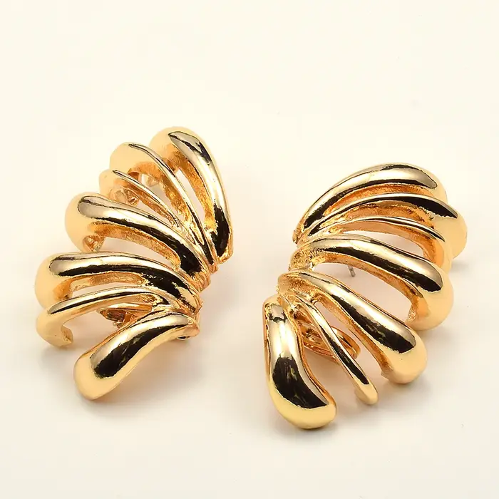 Boucles d'Oreilles Géométriques en Métal pour Femme, Bijoux de Piercing en Or Carillon, Accessoires 