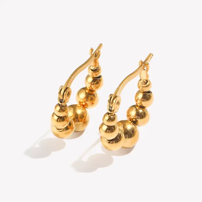 E.B.belle mignon belle Huggies petites perles boule boucles d'oreilles couleur argent doré