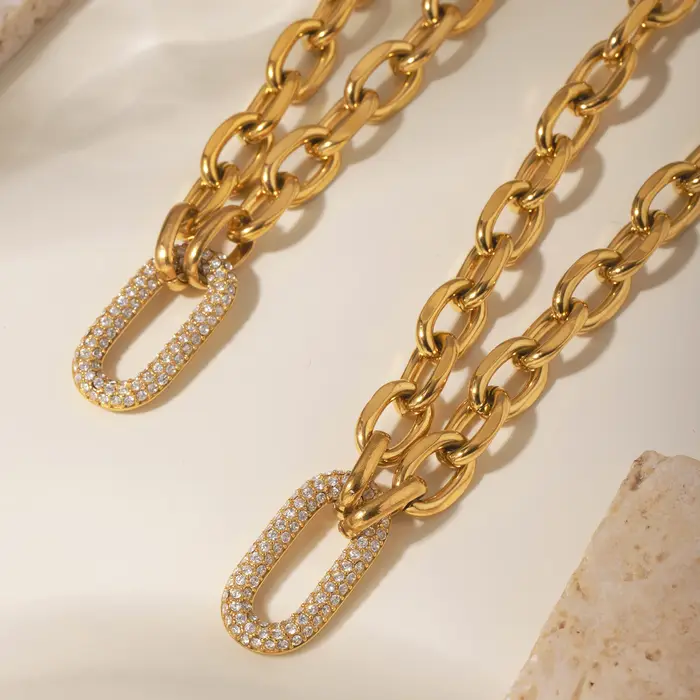 ChimVachette-Bracelet plaqué or avec fermoir pour femme