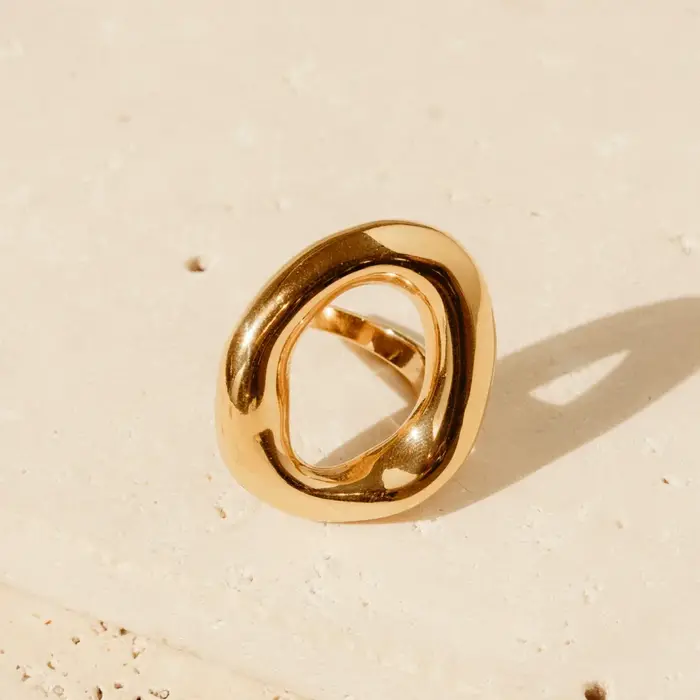 Bague ovale surdimensionnée en acier inoxydable 316L pour femmes