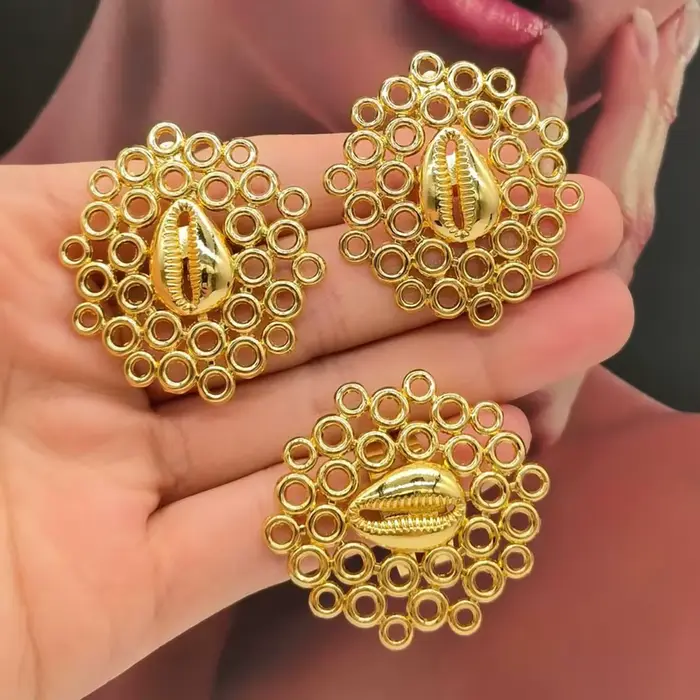 Parures de bijoux en or 18 carats brésilien et italien, couleur or africain, boucles d'oreilles et b