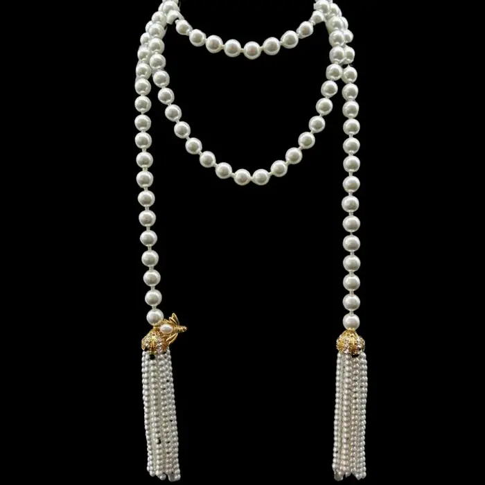 Collier Long avec pompon de perles françaises rétro européennes et américaines, magnifique et élégan