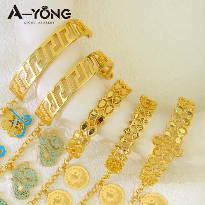 Bracelet Hip Hop de mode arabe plaqué or 21 carats