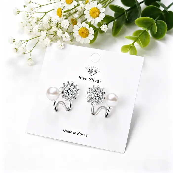 Boucles d'oreilles clous pour femmes et jeunes filles, perles d'eau douce, argent sterling 925, stra