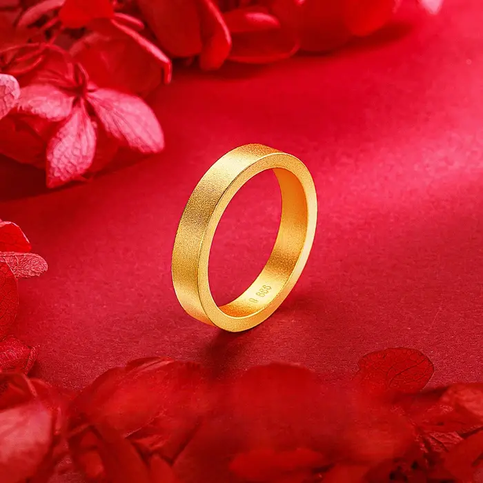Alliance de luxe en or pur 24K véritable sablée pour hommes et femmes style ancien engagement prestige occassionnels