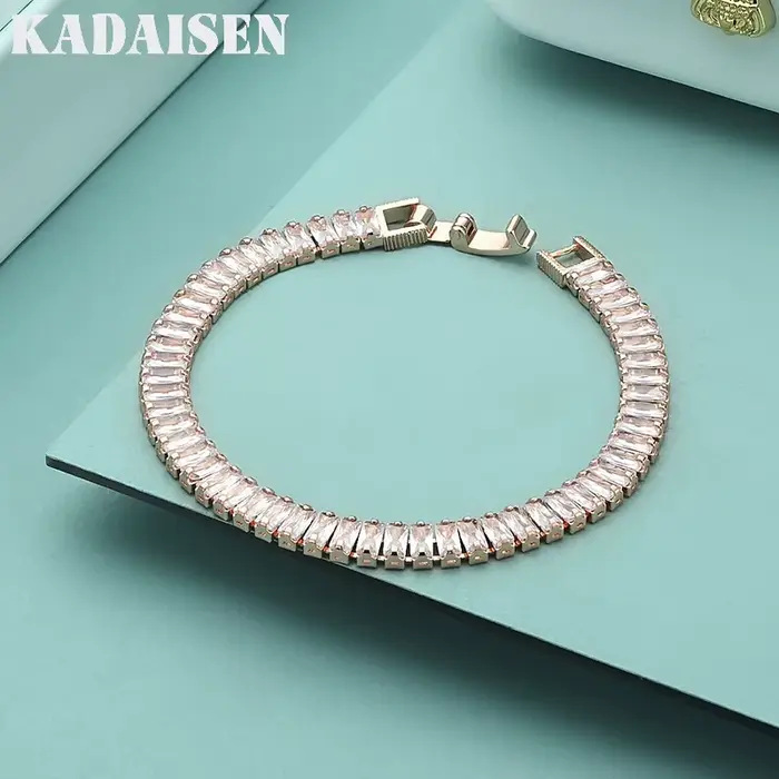 Bracelets en argent Sterling 925, or Rose, Zircon AAAAA, pour femmes, bijoux de créateur à la mode, 