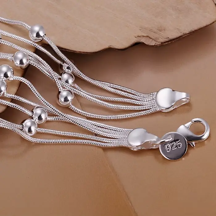 Vente chaude mode beau produit 925 bijoux en argent Sterling chaîne perles Bracelets pour dame mignonne femmes cadeaux H234