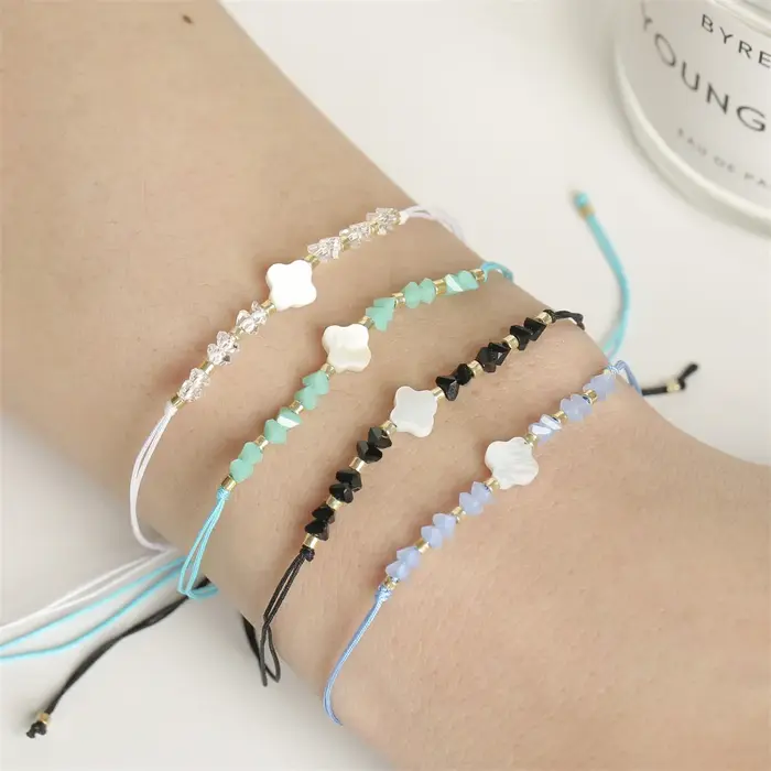 Ensemble de bracelets en corde tressée perlée pour femmes