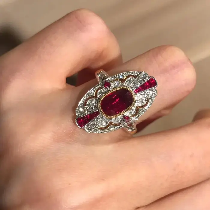 Foyimagination ew-Bague en or bicolore pour femme, design Edward Artdeco vintage, simulation incrust