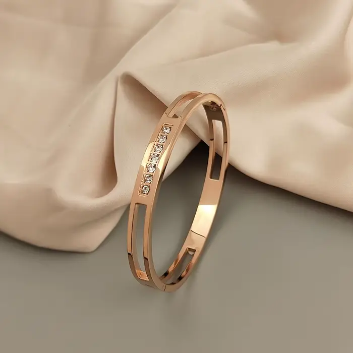Bracelet plaqué or en acier inoxydable, design Original, simple, en zircon, cadeau pour dames, offre spéciale