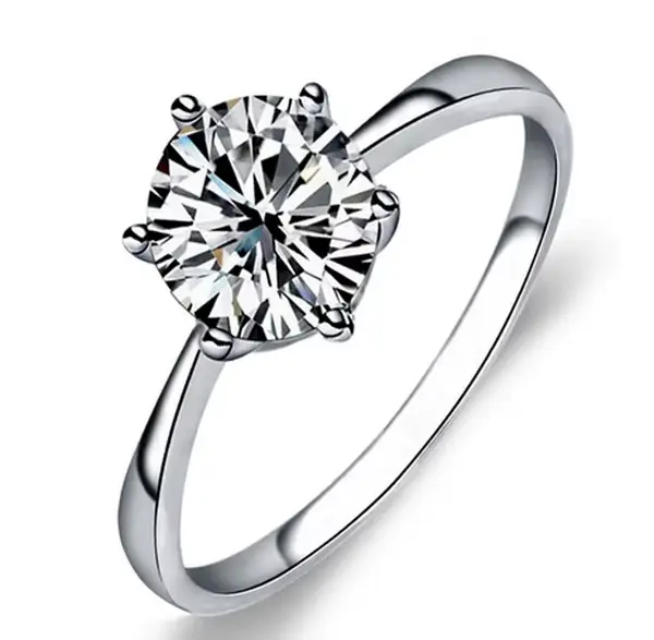 Bague classique à six griffes couleur or, avec cristaux autrichiens AAA, pour mariage, cadeau de mar