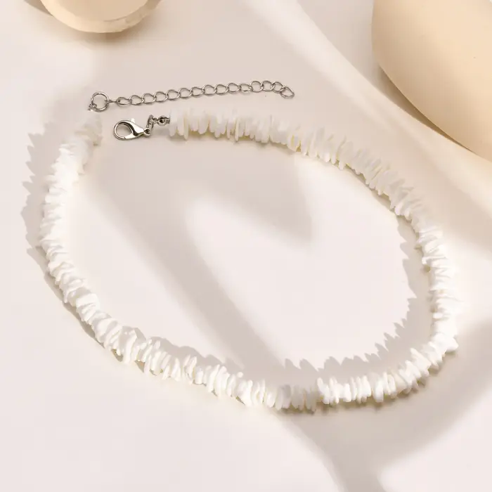 Collier bohème en chaîne de coquillage de Puka, collier ras du cou de coquillage de plage hawaïenne,