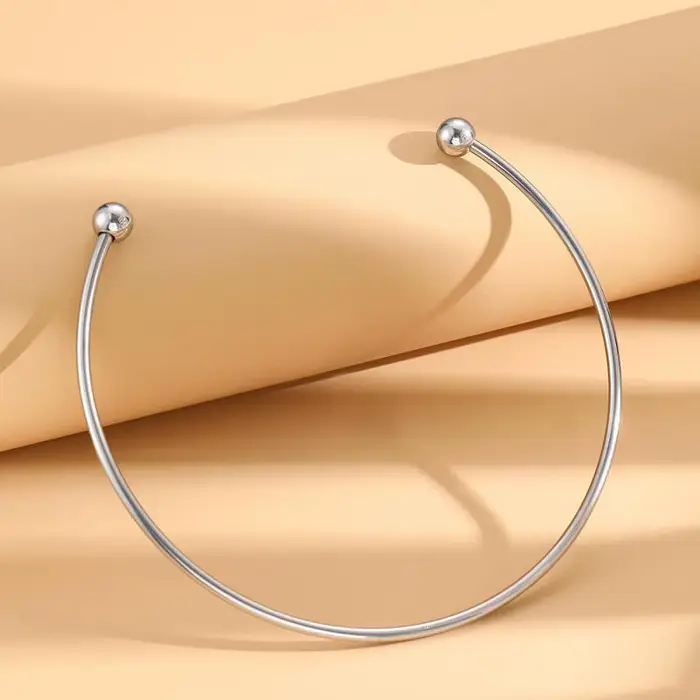 Colliers Simplicity en acier inoxydable brillant pour femmes et hommes, colliers géométriques ajustables à ouverture, bijoux cadeaux