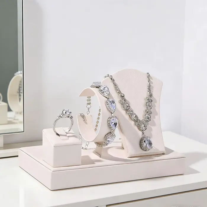 Ensemble de présentoirs à bijoux, support élégant pour boucles d'oreilles, buste porte-colliers pour