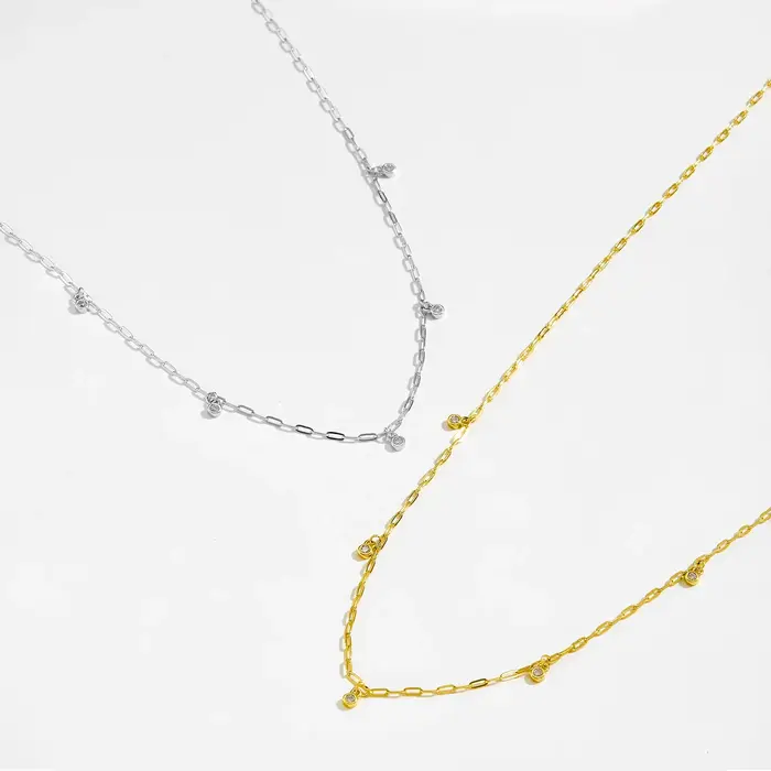 ANDYWEN Collier à breloques minimaliste en argent 925