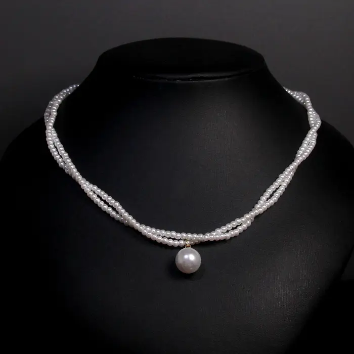 Collier de perles vintage français pour femme, accessoires de bijoux, double verrouillage, Sophia JO